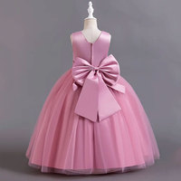 Robe de Demoiselle d'Honneur Princesse Rose Élégante, Bustier Sans Manches, Ceinture Perlée, Grand Nœud au Dos, Écologique, Respirante, Longueur Genou, Style Bal