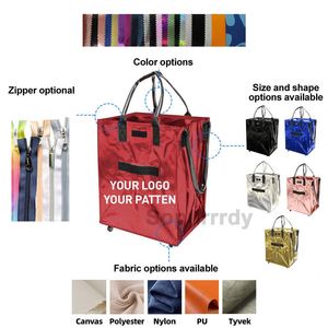 Custom Logo <b>Shopping</b> <b>Bag</b> Foldable <b>Wheeled</b> Durable Spacious Portable Grocery <b>Bag</b> <b>Shopping</b> Trolley Rolling Handbag Customizable - Product Image 2