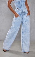 Ensemble deux pièces en denim corset bleu clair délavé à l'enzyme et jean skinny, style Y2K, sans manches, écologique, respirant, sexy pour l'été