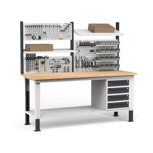 Fami WORK2031 établi réglable, 200cm, plateau en bois, 4 tiroirs et mur perforé - Product Image 2