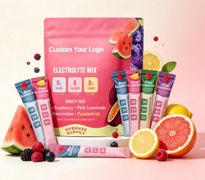 Bolsitas de Polvo para Bebida Electrolítica de Marca Privada Personalizada, 4 Sabores de Frutas, Sin Azúcar, Apoyo a la Hidratación, Suplemento de Nutrición Deportiva - Product Image 1