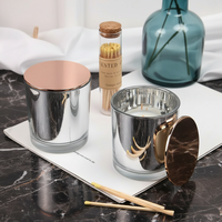 Bougie parfumée en cire de soja écologique 7oz 10oz, étiquette privée, parfum aromathérapie, pot en verre plaqué or/argent, décoration d'intérieur