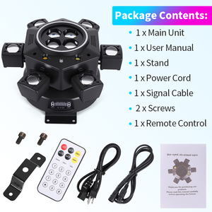 Đèn sân khấu di động điều khiển từ xa 120W, 6 tay đèn <span class=keywords><strong>LED</strong></span>, hiệu ứng ánh sáng sân khấu DMX Full RGBW cho vũ trường, tiệc tùng - Product Image 6