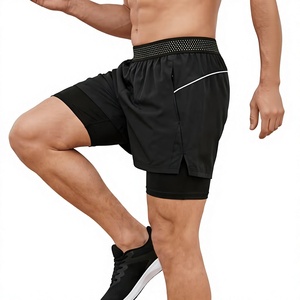 Men Quick Dry Men Sporty Quick Dry 100% Polyester Running Shorts with Pockets Elastic Waist Mid Length Solid <b>Black</b> <b>Board</b> Shorts - Product Image 1