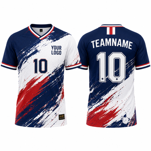 Fabricante de Camisetas de Fútbol Sublimadas Personalizadas al por Mayor, 100% Poliéster de Malla de Secado Rápido, Nombre del Equipo, Número, Cuello en V, Uniforme de Fútbol - Product Image 3