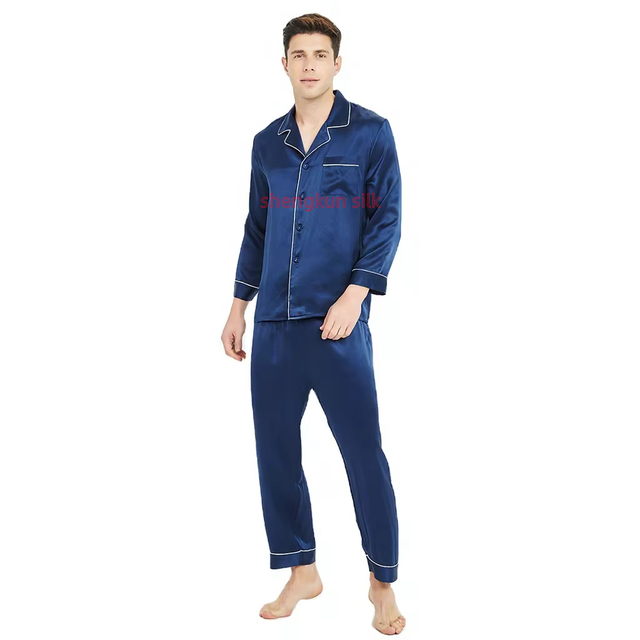 Luxury 100% Mulberry Silk Women Satin Pajama Set Breathable Winter Long Sleeves Elastic Waist Drawstring Closure ODM