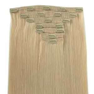 High Quality Classic Clip-ins Wholesale Blonde Double Drawn 100% Remy Cuticle Indian Hair Clip In Human Hair Extensions