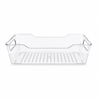 Conteneur de rangement pour réfrigérateur en PET transparent empilable et fin, bac de rangement pour réfrigérateur de cuisine avec ridelles de drainage pour l'organisation du garde-manger