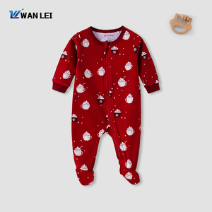 Pelele de algodón para bebé con cremallera bidireccional, mameluco con pies y doble cremallera para recién nacido, ropa para dormir y jugar - Product Image 1