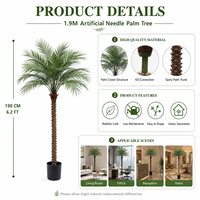 Palmier artificiel en PE de 190 cm, type Phoenix Roebelenii, style scandinave, en pot, moderne, écologique, résistant aux UV, durable