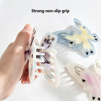 Pinza de Pelo con Diseño de Mariposa 3D, Estilo Francés, Acetato con Efecto Marmoleado, Agarre Fuerte Antideslizante, Marca Privada OEM