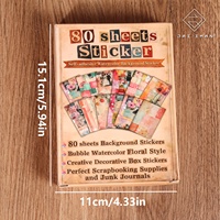 JAI IMAN 80 feuilles, autocollants vintage pour scrapbooking, fonds d'écrans aquarelle personnalisés, grandes portions, boîte