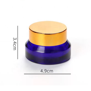 Envase de Vidrio Azul Inclinado de 15 g con Tapa Dorada para Crema de Ojos, Bálsamo, <span class=keywords><strong>Exfoliante</strong></span>, Ungüento, Suero, Recargable para Viaje - Product Image 1