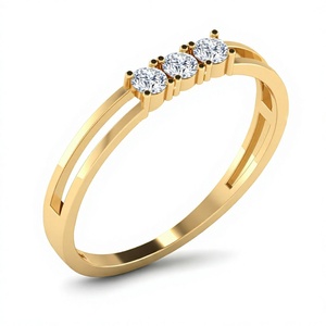 แหวนทองคำแท้ 14k งานแฮนด์เมดสุดหรู สำหรับวันครบรอบ ประดับเพชร VVS1 แบบสามเม็ด ฝังแบบหนามเตย ตัวเรือนทองคำแท้ ดีไซน์แยกชิ้นส่วน หรูหรา ผลิตตามสั่ง OEM - Product Image 1