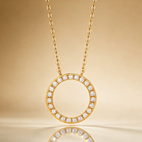 Collier Pendentif Cercle GRA Populaire Luxe Simple Bijoux Moissanite Sertie Plaqué Rhodium Haute Qualité Forme Argent Sterling S925