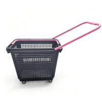 Panier de courses à roulettes grande capacité avec poignées, panier d'épicerie en plastique durable pour les chaînes de supermarchés