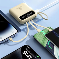 Power Bank HP Laris Manis 4 Kabel Tipe-C Lampu LED Mini Portabel Pengisian Cepat Baterai Li-Polymer 10000mAh