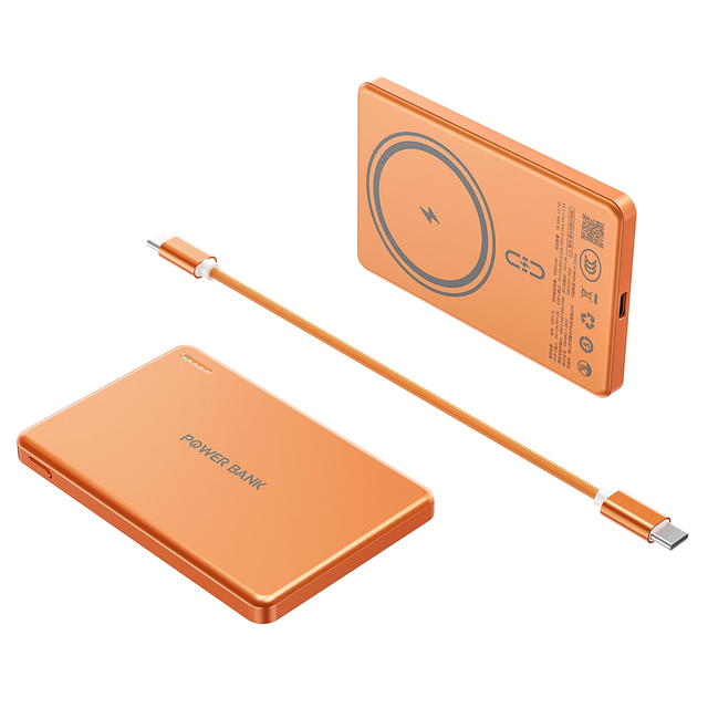 Mini 5000mAh Power Bank with Built-in Cable, 3C Certified Fast Charging Portable Mobile Charger, Custom Logo Available