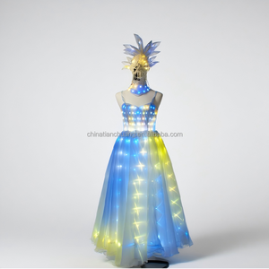 Vestido LED Blanco y Colorido de Estilo Futurista para Mujer y Trajes de Disfraces LED con Falda Abultada para Niñas, Ropa Sexy para Espectáculos de Danza - Product Image 1