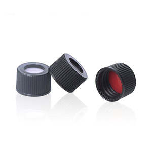Black Open Top Screw Cap 13mm Red PTFE White Silicone Septa for 4mL HPLC Sample <b>Vials</b> - Product Image 4