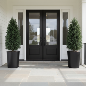 Decoración de boda, árboles de ciprés artificiales, ciprés <span class=keywords><strong>italiano</strong></span> artificial, plantas artificiales redondas resistentes para interiores y exteriores, maceta de metal. - Product Image 6