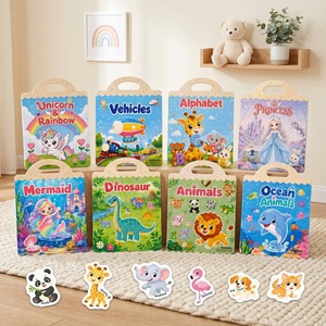 Livre d'images en PVC avec autocollants en gelée, certifié CPC, sur les animaux, les dinosaures, les véhicules et l'alphabet, pour l'apprentissage précoce des enfants de 3 à 6 ans, best-seller - Product Image 2