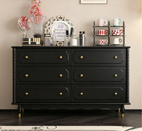 Armoire de rangement vintage en bois massif à cinq tiroirs, style français, design simple et moderne, pour chambre, entrée, salon, multi-usages