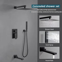 Ensemble de douche contemporain noir de Chine, tête carrée à jet doux, encastré, pour hôtel, fixation murale, en acier inoxydable