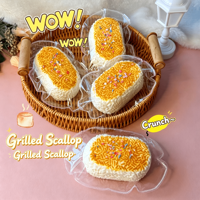 Jouet Squishy Coquille Saint-Jacques Grillée Réaliste, Simulation Alimentaire, à Remontée Lente, Anti-Stress, Jouet à Presser pour Décoration de Bureau et Cadeau