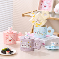 Mug à café en porcelaine rose mignon Ruby Beaver, design de dessin animé, haute valeur esthétique, jetable, passe au lave-vaisselle et au micro-ondes, pour les entreprises