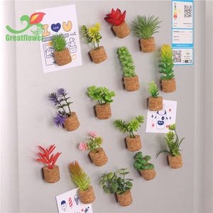 Fleurs artificielles succulentes en pot, simulation de plantes, avec support en <span class=keywords><strong>bois</strong></span>, pour décoration de voiture, aimant de réfrigérateur en PVC souple, pour l'approvisionnement transfrontalier - Product Image 3