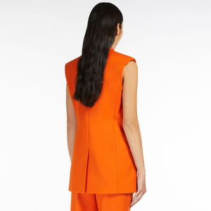 Gilet Long sur mesure pour <span class=keywords><strong>femme</strong></span>, manteau avec poches, veste <span class=keywords><strong>Beige</strong></span>, élégant, Blazer <span class=keywords><strong>sans</strong></span> manches en lin, automne - Product Image 3