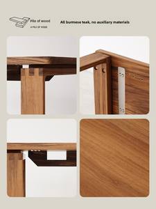 Table à manger rectangulaire en teck africain massif, style nordique, pour petit appartement, meubles de salle à manger - Product Image 2