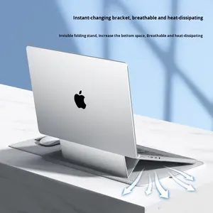 3 in <span class=keywords><strong>1</strong></span> Mauspad Ständer halter PU Leder Laptop Aufbewahrung tasche Hülle für Macbook Air 15 13 Zoll Computer Schutzhülle - Product Image 3