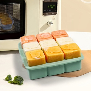 Bandeja de silicona para cubitos de hielo de grado alimenticio para el hogar con tapa, contenedor de almacenamiento de alimentos para niños, moldes para cubitos de hielo de 9 cavidades - Product Image 3
