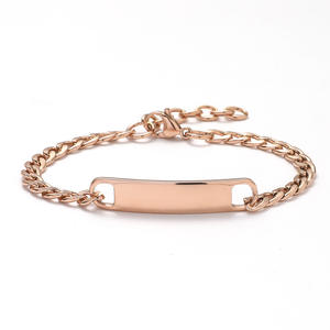 مجوهرات فارغة شعار النقش بالليزر PVD مطلي الفولاذ المقاوم للصدأ مكتنزة سلسلة لوحة سوار المجوهرات - Product Image 2