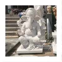 Großhandel benutzer definierte hand geschnitzte Naturstein weißen Marmor Lord Ganesha Statuen zum Verkauf