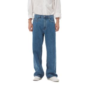 Jeans Azules Personalizados para Hombre, Lavados, de Algodón de Alta Calidad, Corte Recto Vintage, Pantalones de Mezclilla Ajustados - Product Image 1