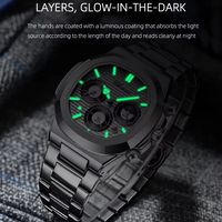 Jam Tangan Bisnis CHENXI 922 untuk Pria, Jam Tangan Quartz dengan Kronograf, Baja Anti Karat, Bercahaya, Jam Mewah Pria