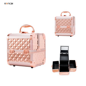 Maletín <span class=keywords><strong>de</strong></span> <span class=keywords><strong>Maquillaje</strong></span> <span class=keywords><strong>Profesional</strong></span> <span class=keywords><strong>de</strong></span> Viaje, Abierto, <span class=keywords><strong>de</strong></span> Aluminio Plateado, con Múltiples Bandejas, para Mujer, Venta Directa <span class=keywords><strong>de</strong></span> Fábrica - Product Image 2