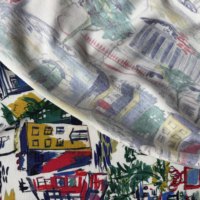 Tissu en tricot extensible en coton écologique à motif urbain imprimé numériquement et dessiné à la main, conception personnalisée, MOQ 1m