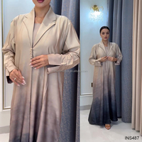 Nouvelle Collection 2026 : Ensemble Abaya Ouverte Dégradée de Dubaï – Vente en Gros, Conception Personnalisée, Manteau Abaya Ouvert avec Robe Intérieure