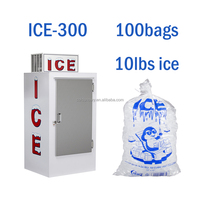 Congélateur à porte pleine inclinée pour l'extérieur à température unique Machine à glace de style stockage de glace en sac à refroidissement direct
