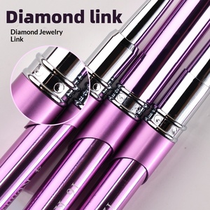 Pinceau à ongles 100% poils de Kolinsky, manche métallique rose-violet effet diamant, pour sculpture et extension de gel - Product Image 3