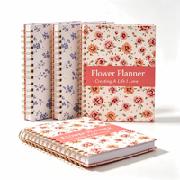 Carnet à spirales personnalisé OEM, motif floral, couverture rigide, papier personnalisé, pages intérieures pour cadeau promotionnel