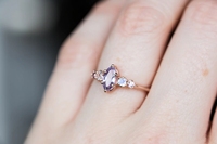 Anillo de compromiso Sailor Moon de cuarzo lavanda marquesa, plata de ley 925, oro rosa con piedra lunar