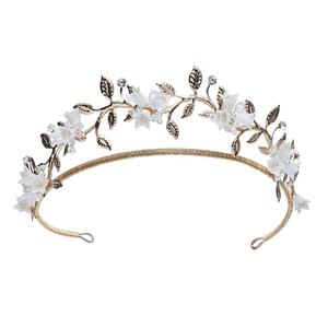Amelie porcellana floreale capelli da sposa corona diara Set di orecchini da regina principessa corona accessori per il ballo di compleanno altri speciali - Product Image 1