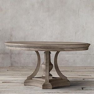 Set Tavolo da Pranzo Rotondo <span class=keywords><strong>Grande</strong></span> in Legno di Quercia Vintage di Alta Qualità, Stile Provinciale Francese, Arredamento per Sala da Pranzo - Product Image 3