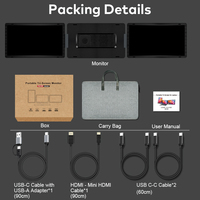 Moniteur Portable Professionnel 15,6 Pouces à Double Écran, Interface USB-C, Angle de Vision Complet 178°, pour Ordinateur Portable, PC, Téléphone Mobile et Console de Jeu
