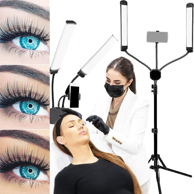 Flexible Double Arm Live Fill Light Eyelash Uv Led Light High Quality Tripod Eyelash Led Floor Light